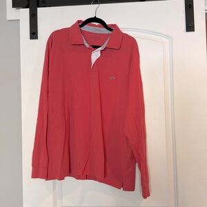 Men’s XL salmon color long sleeve Vineyard Vines polo